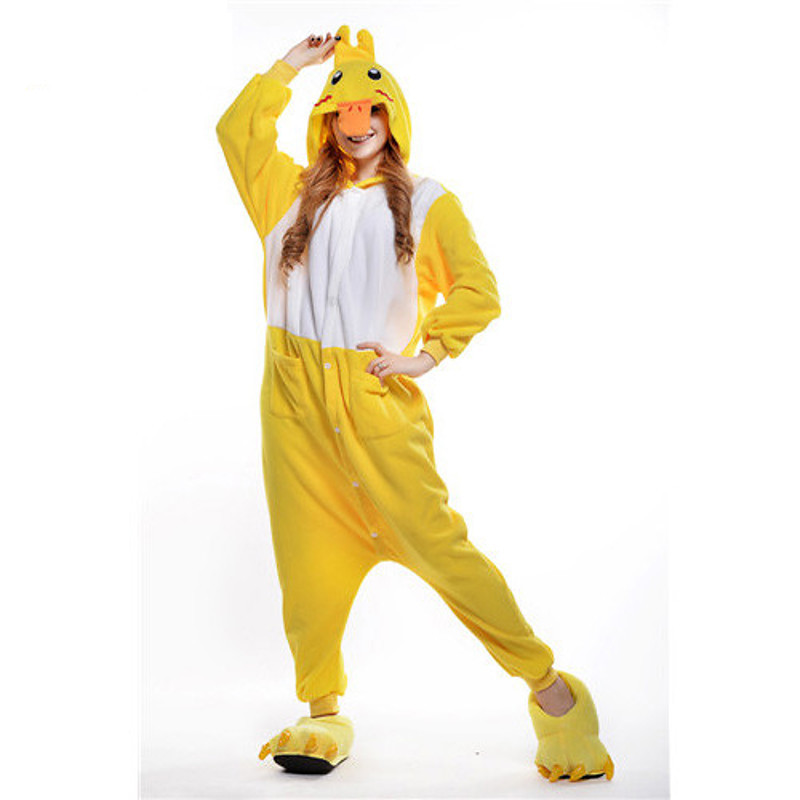 Adults' Kigurumi Pajamas Duck Onesie Pajamas Polar Fleece Yellow Cosplay For Men