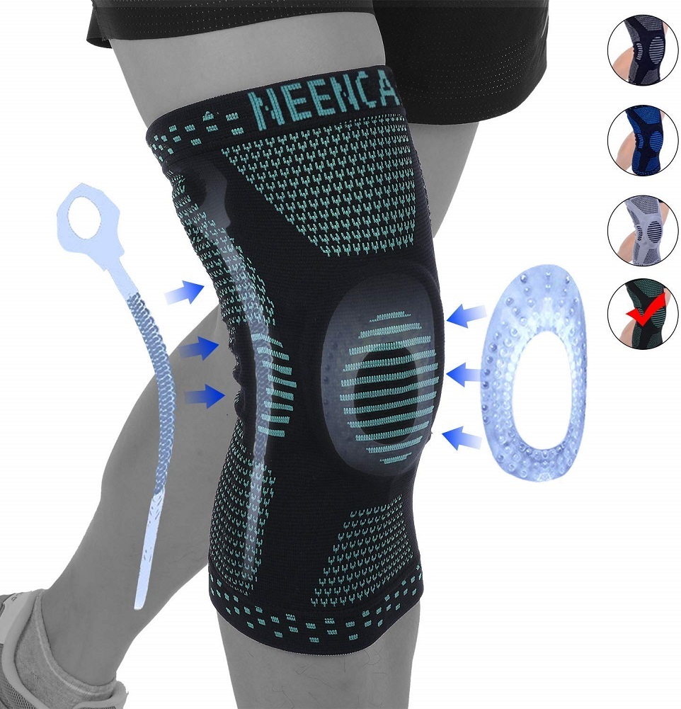 Professional Knee Brace Compression Sleeve,Sports Knee Support Silicone (Blue-2)