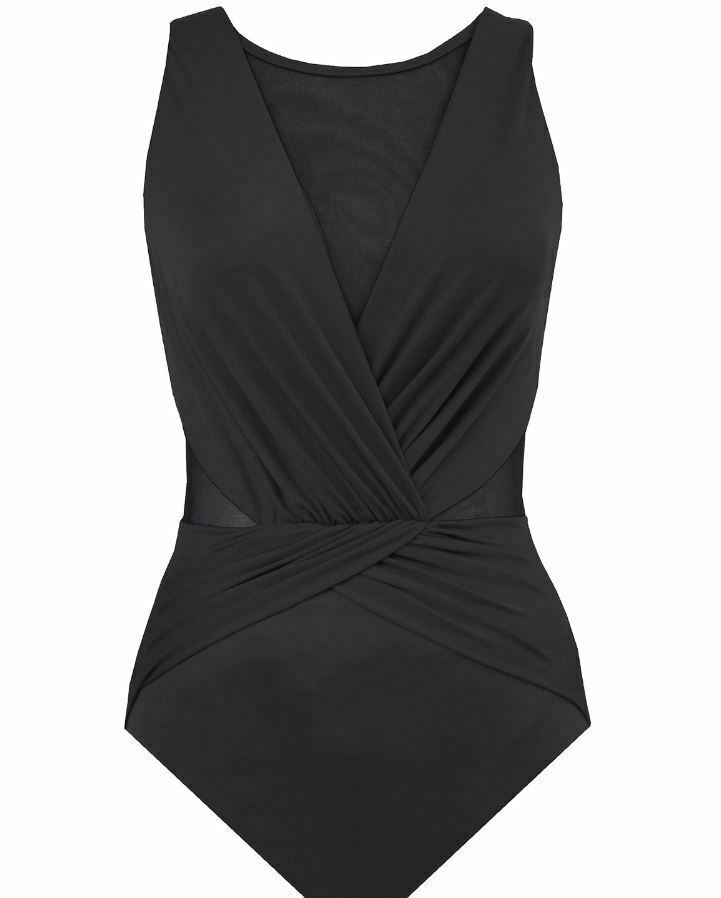 Miraclesuit Black Palma Mesh Allover Slimming One-Piece Swimsuit, 14