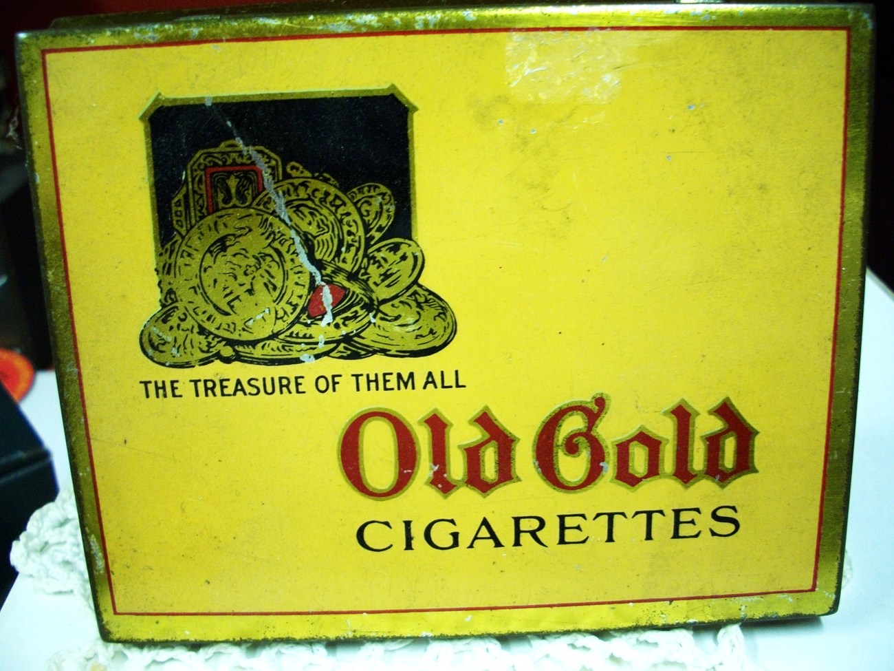 1930's Antique OLD GOLD Cigarette Tin "A Trip Back In Time" Tins