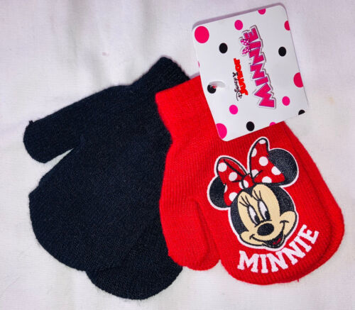Childs Minnie Mouse Red and Black Mittens Set Of 2 Pairs Girls Disney Junior - $9.88
