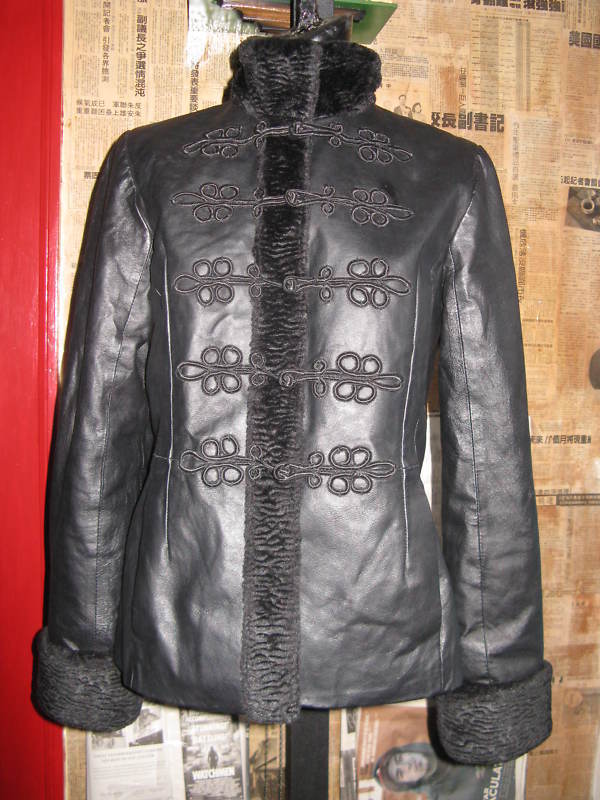 Primary image for Asian Newport faux Mongolian lamb + leather jacket 8