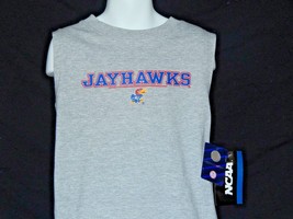 Kansas Jayhawks T-Shirt Boys Kids Size Small 4/5 Medium 6/7 Gray Sleeveless Top - $12.84