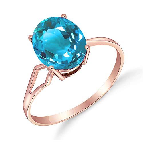 Galaxy Gold GG 14k Rose Gold Ring with Oval-shaped Blue Topaz - Size 7.5