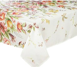 Printed Linen Tablecloth 52" X 70" Oblong. Birds & Flowers, Enchanted Spring, Bm - $24.74