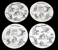 4 Sketchbook Pencil Black & White Mickey & Minnie Mouse Squares Dinner Plates - $52.99