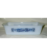 Anchor Hocking Fire King Currier &amp; Ives Pattern Milk Glass 9 x 5 Loaf Pan - $19.75