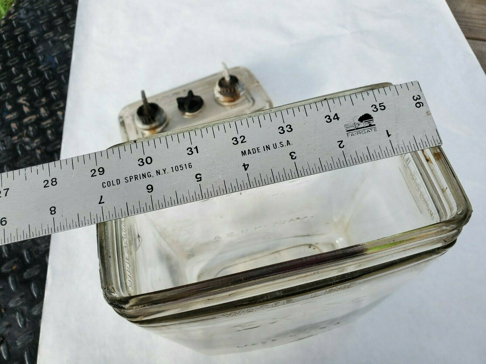 Vintage/Antique Clear Glass EXIDE Battery Jar and Lid with Post Jars