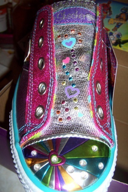 Girls Light Up Twinkle Toes Skechers Purple Rainbow Vibrance SZ 2 Multi ...