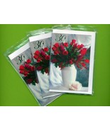 30th Birthday Red Roses. 3 pcs. Small Double Folded Cards With Envelopes - $5.25