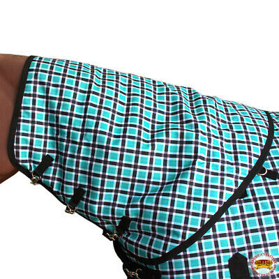 78/" Hilason 1200D Winter Poly Horse Sheet Belly Wrap Turquoise Plaid U-H-78