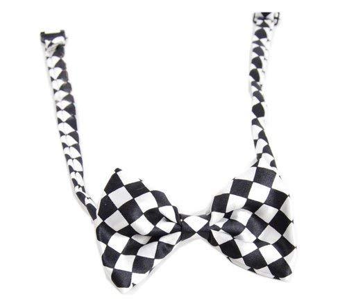 PANDA SUPERSTORE Black & White Check Bow Tie Pet Collar Accessory for Dogs(Adjus