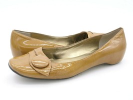 Franco Sarto Flats Womens 8.5 W Brown Patent Leather Slip On Strap Accen... - $19.99