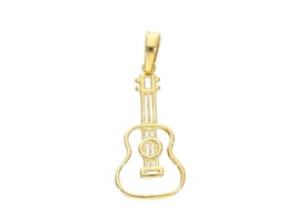 18K YELLOW GOLD PENDANT CLASSIC GUITAR 20mm 0.8", MUSIC, MADE IN ITALY image 1