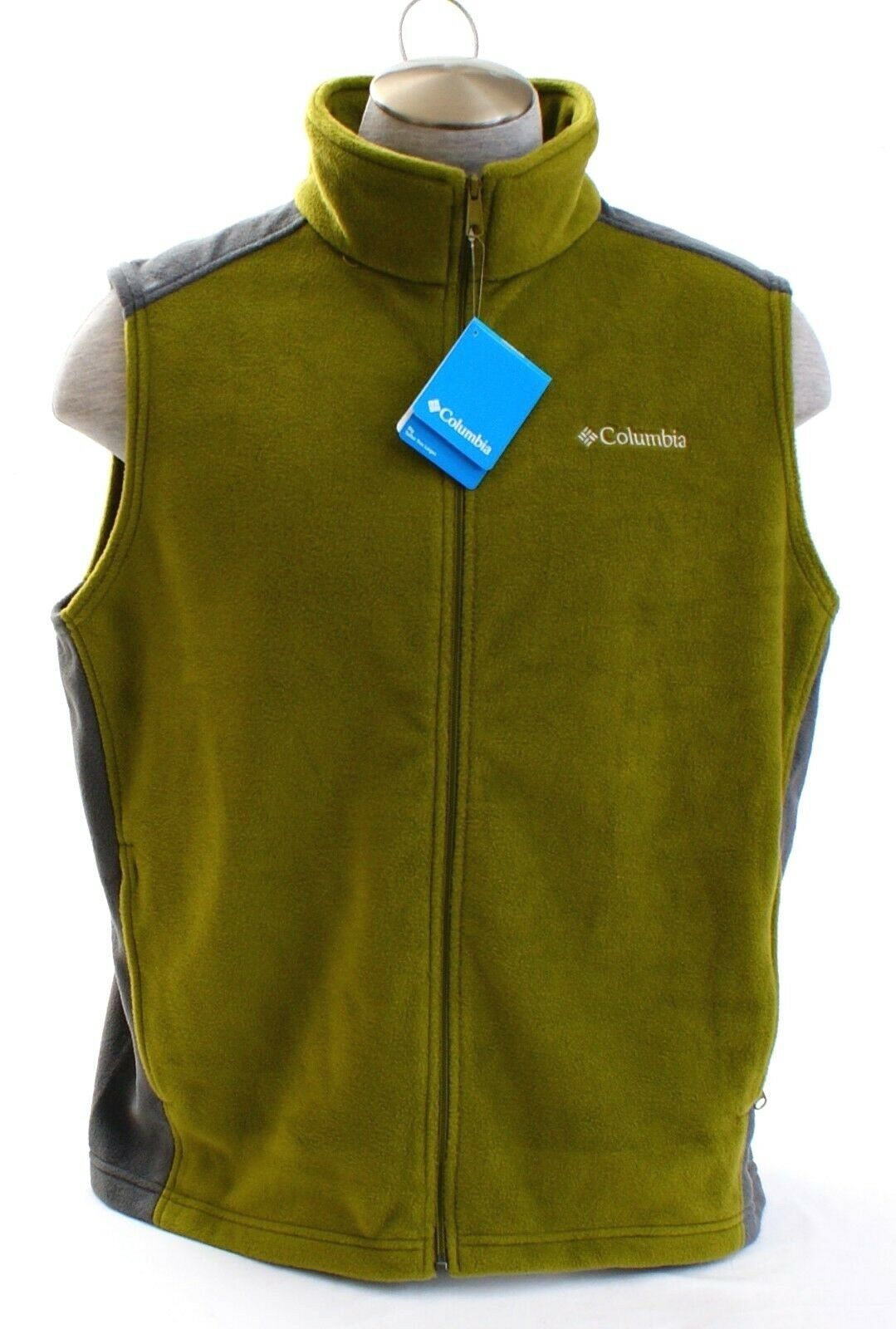 Columbia Steens Mountain Vest Green Zip Front Fleece Sleeveless Vest