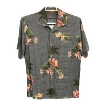 Tommy Bahama Mens Blue 100% Silk Hawaiian Tropical Palm Trees Camp Shirt  M - £21.39 GBP