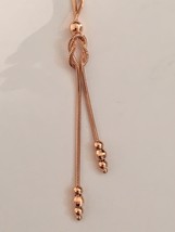14K Rose Gold Knot &amp; Faceted Bead Rope Chain Necklace 20&quot; - $149.95