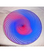 Art Blown Glass Round Platter, Spiral Designed Art Deco Plate, Serving P... - $159.00