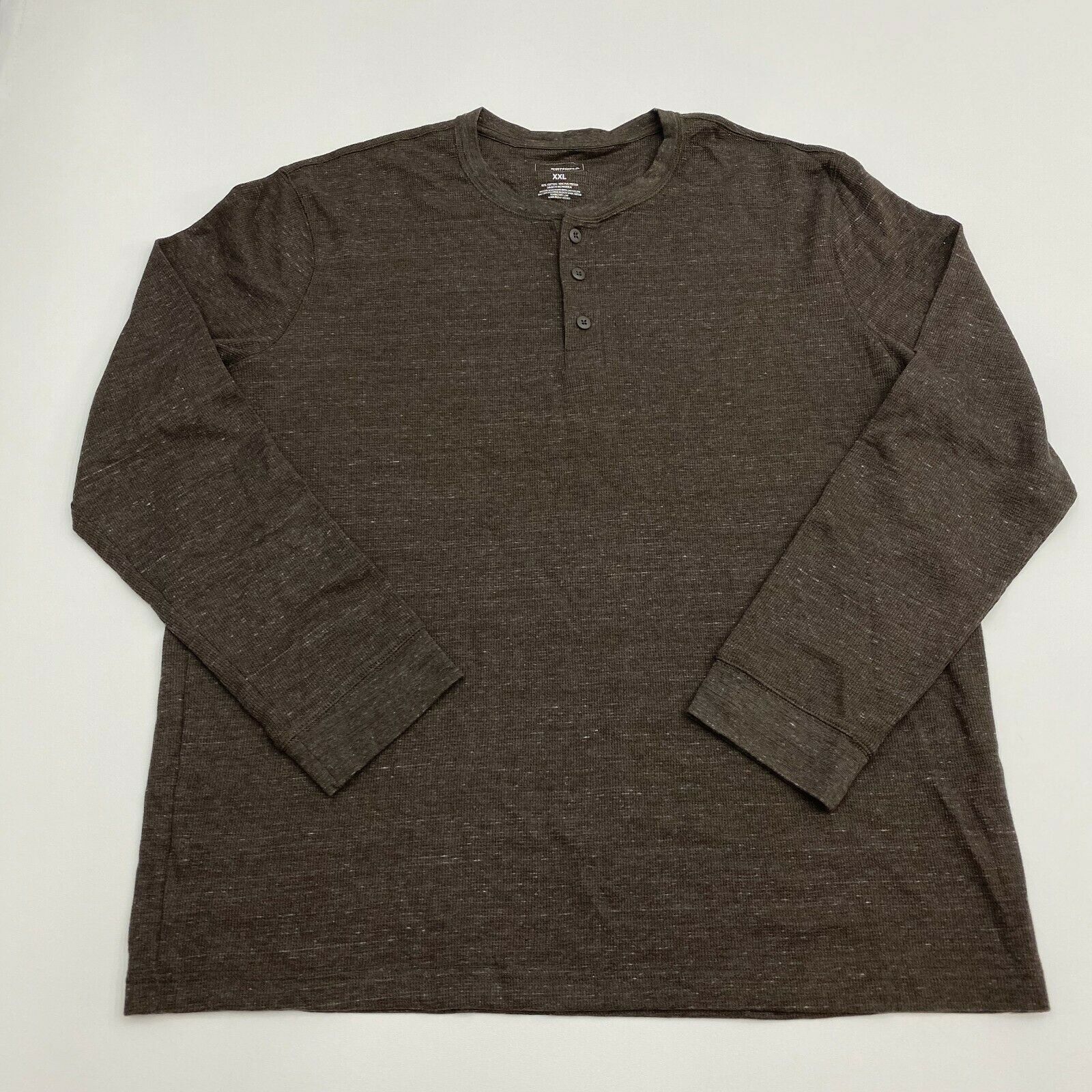 Sonoma Henley Shirt Mens XXL Brown Crew Neck Long Sleeve Casual - T-Shirts