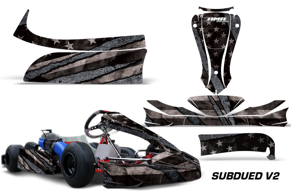 Go Kart Graphics Kit Decal Sticker Wrap For KG MK14 Cadet Mini Krypton SUBDUED Decals, Emblems