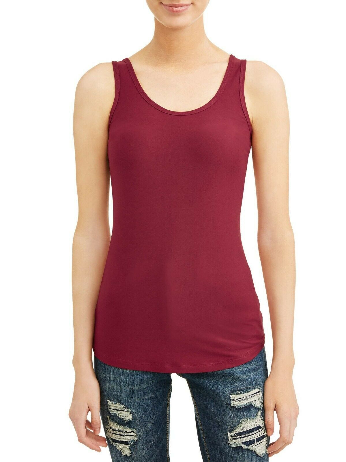 No Boundaries Women's Juniors Scoop Tank Top Shirt X-Large 15-17 Merlot ...