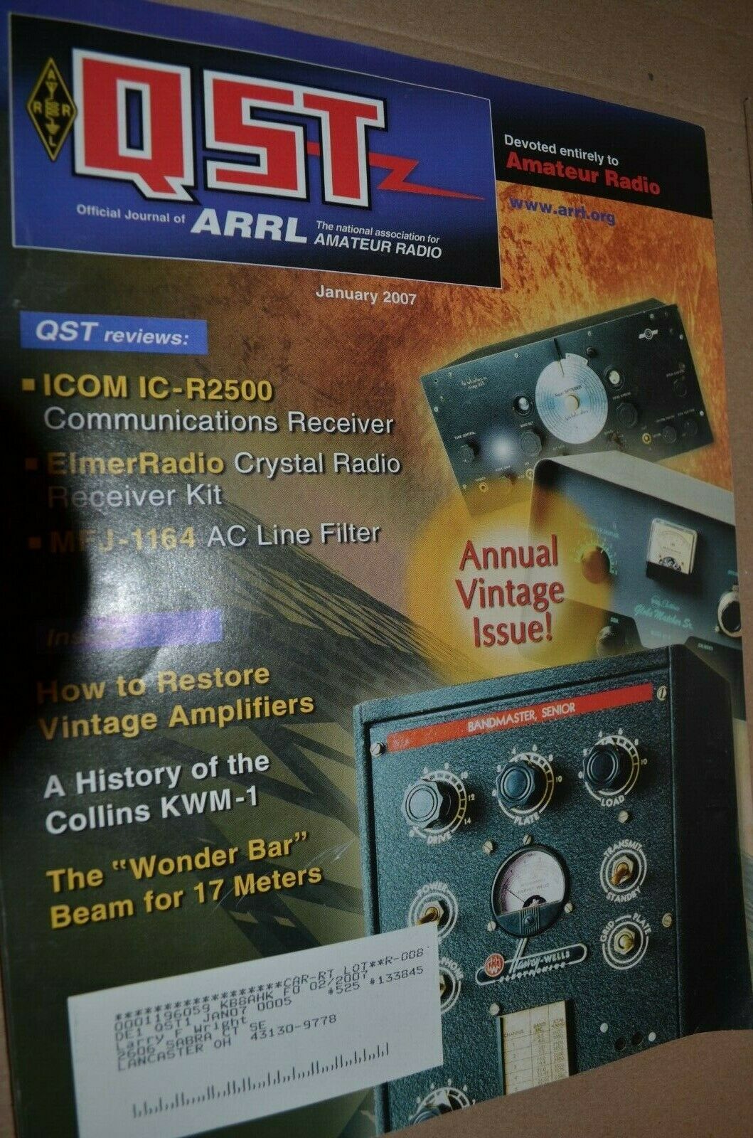 (A3) QST ARRL Amateur Radio Magazine January 2007 Magazine Back Issues