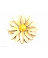 Vintage Signed Brooch Pin  Robert Original Enamel Flower Daisy - $41.99