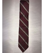 VTG Pietro Di Como Red Gray Diagonal Striped 100% Silk Mens Classic Neck... - $12.86