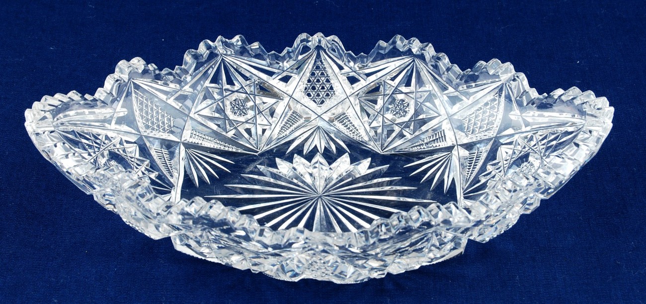 American Brilliant Cut Glass Relish Candy Dish Crystal American Brilliant