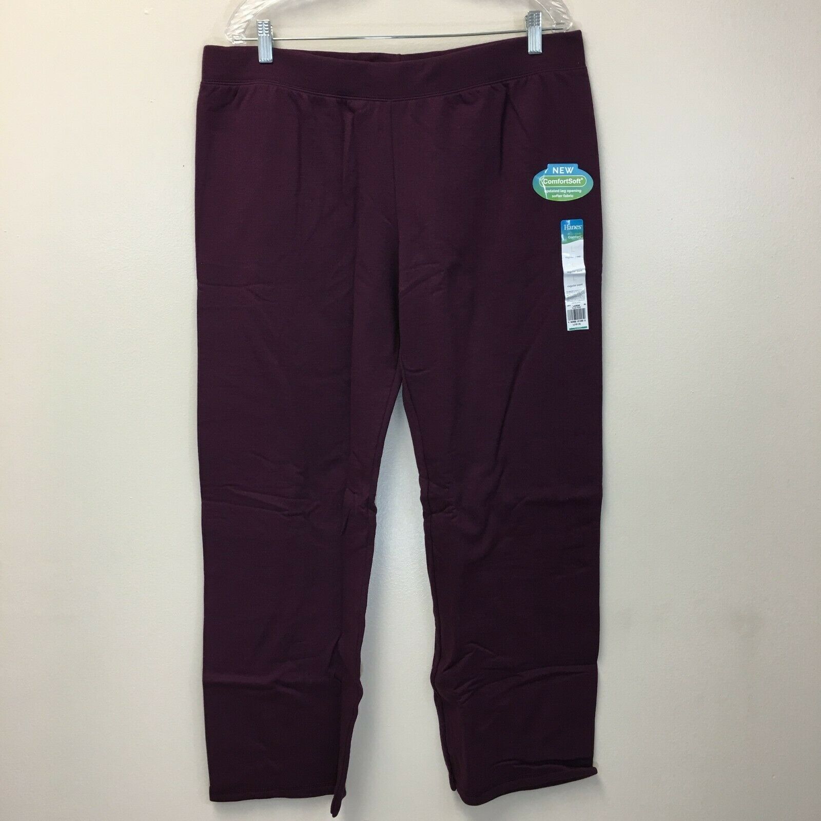 Hanes ComfortSoft Women's Open Bottom Leg Fleece Sweatpants, Purple, L (12-14)