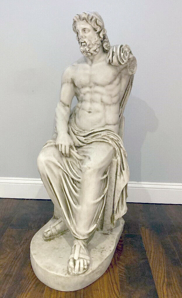 Zeus HEAVY 41" Marble Statue Sculpture Hellenistic Museum Replica Reproduction Art Sculptures