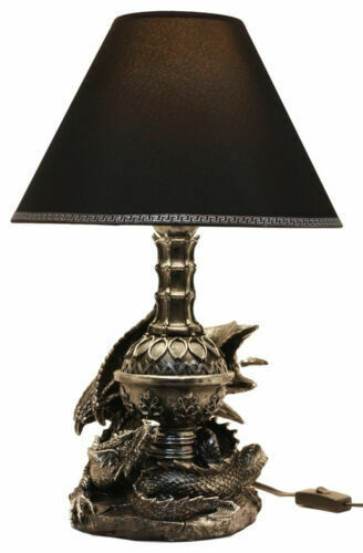 Climbing Gothic Dragon Desktop Table Lamp Statue Decor With Shade 19H