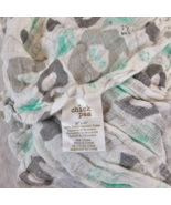 Chick Pea Elephant Baby Swaddle Blanket Muslin Gray White Green Blue Cotton - $34.64