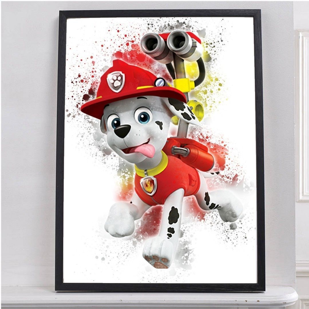 Marshall Paw Patrol Art Print Nursery Room Decor Wall Kids Poster 33x47" W242 Art Posters