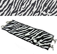 2 Drop Even Count Peyote Bead Pattern - Zebra Safari Cuff Bracelet