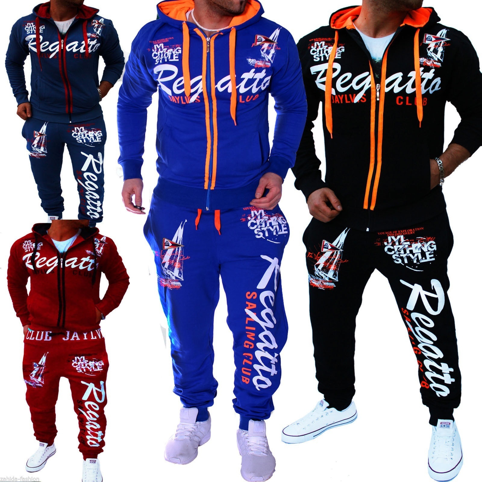 Men Sport Tracksuit Casual Letter Printed Hoodie Coat Leisure Trousers for Male
