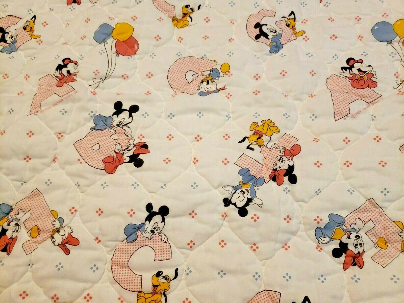 Vintage Dundee Disney Baby Quilt Crib Blanket ABC Mickey Minnie Mouse Balloons Bedding