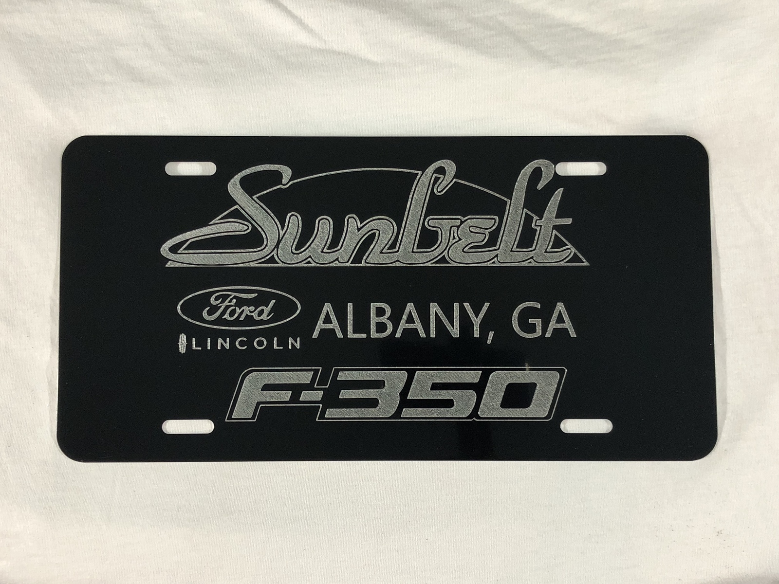 Custom Dealership Logo Diamond Etched on Aluminum License Plate Qty. 25 License Plate Frames