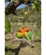 Hanging Parrot (Lovebirds) on Branch-Garden Statue,  Home Decor - $34.65