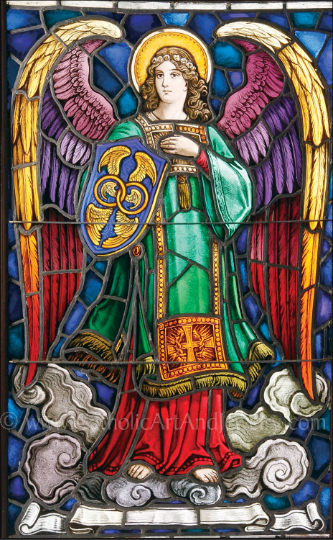 Archangel Michael – based on a Vintage Stained Glass Window – 8.5x11 Print