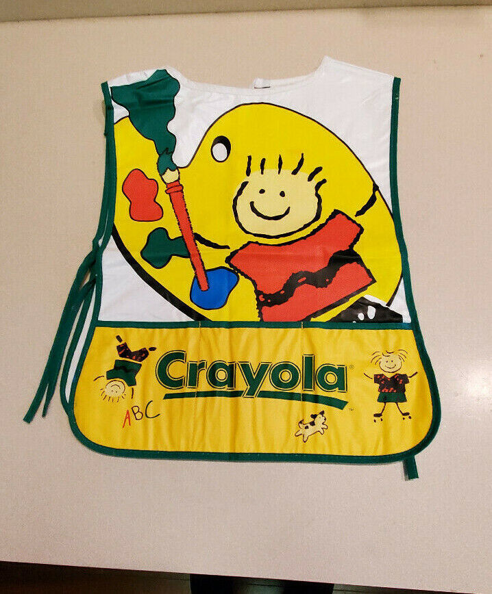 Vintage Crayola Plastic Apron Girls Boys Arts & Crafts Paint Smock Cover - $9.85
