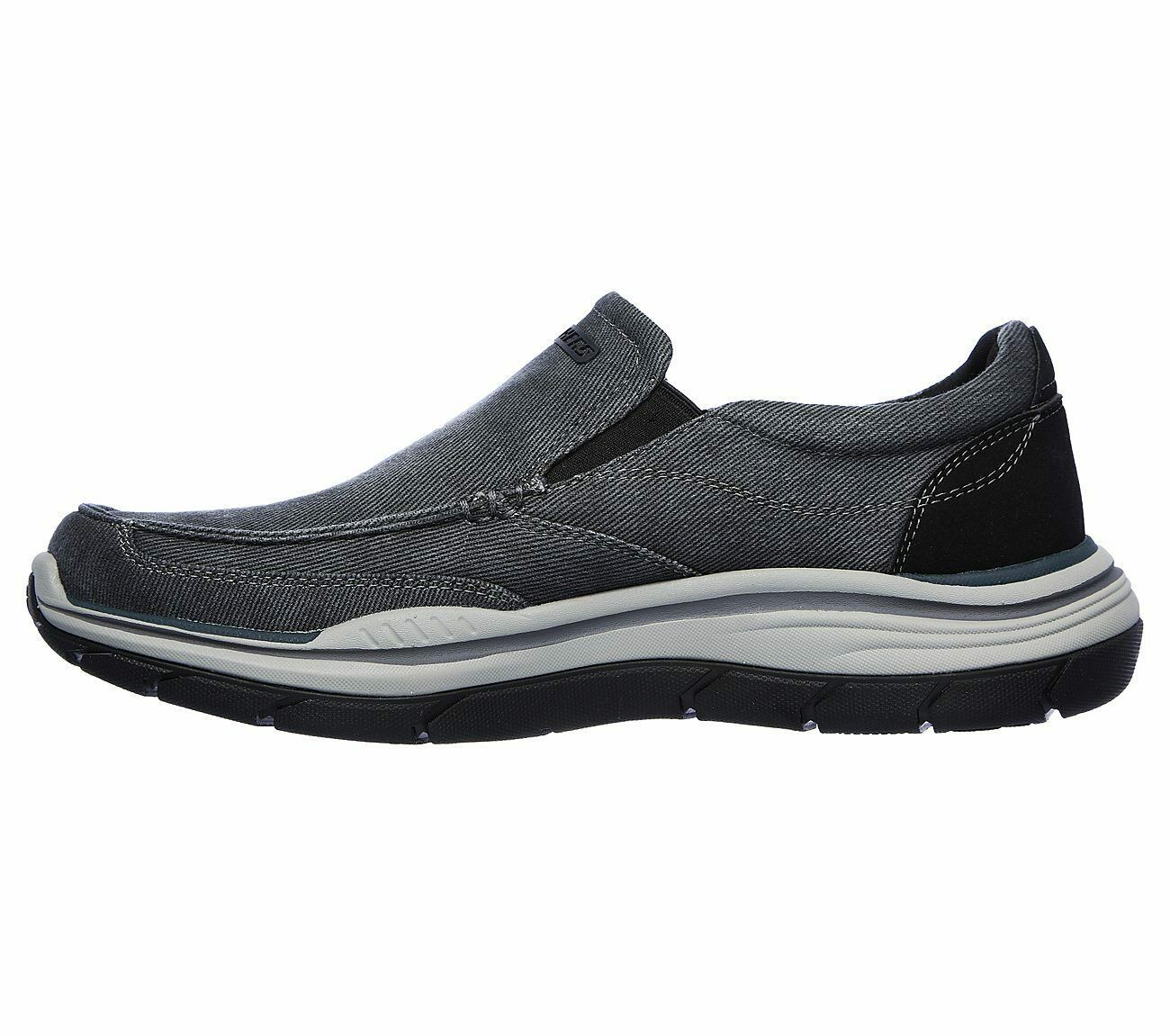 Skechers Extra Wide Fit Black Shoe Men Comfort Slip On Casual Memory ...