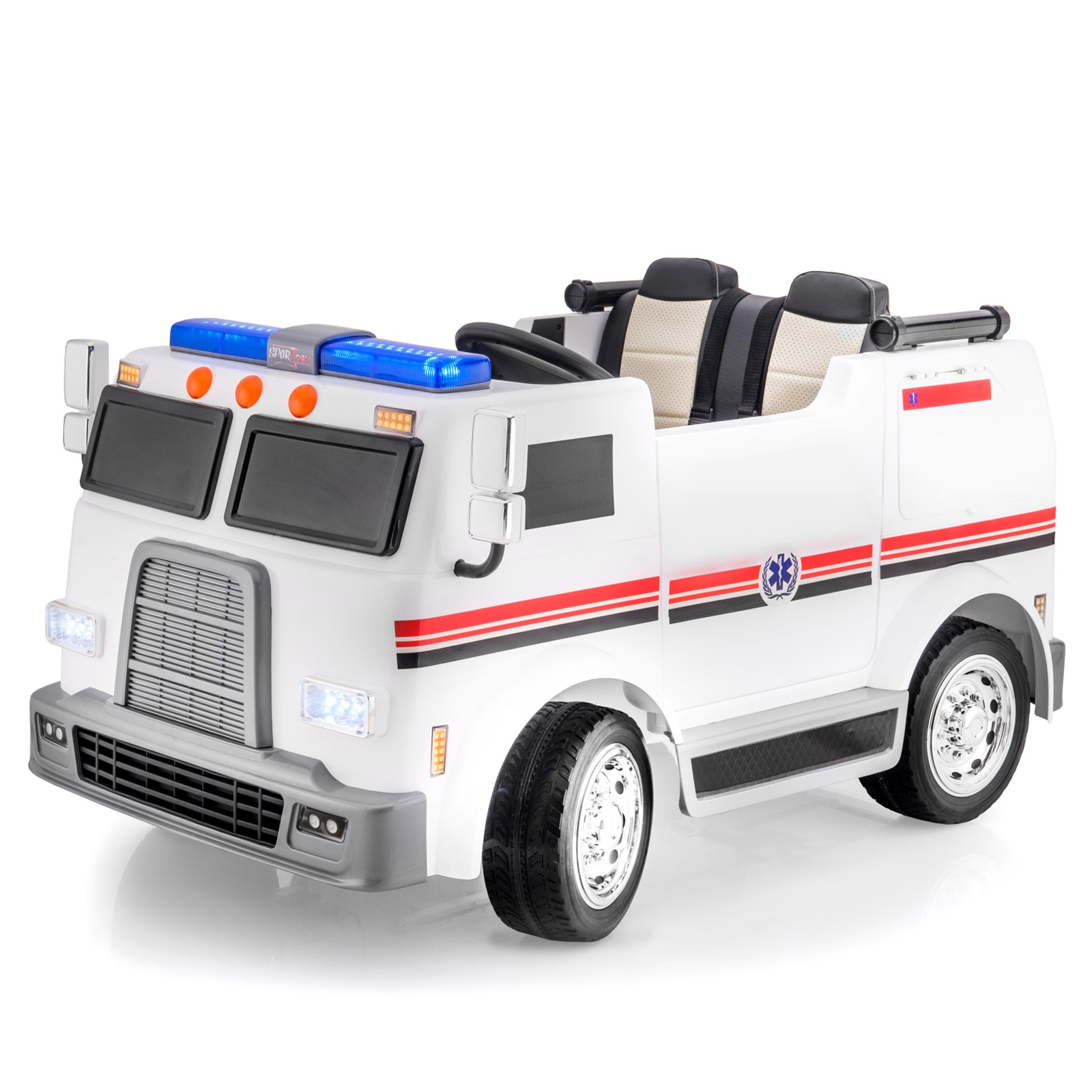 SUPERTRAX 12V Big Rig Emergency Kid's Ride On 4 Wheel Drive Ambulance ...