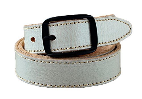 Retro Square Buckle Belt for Women Pure White Leather Belt for Jeans Dresses