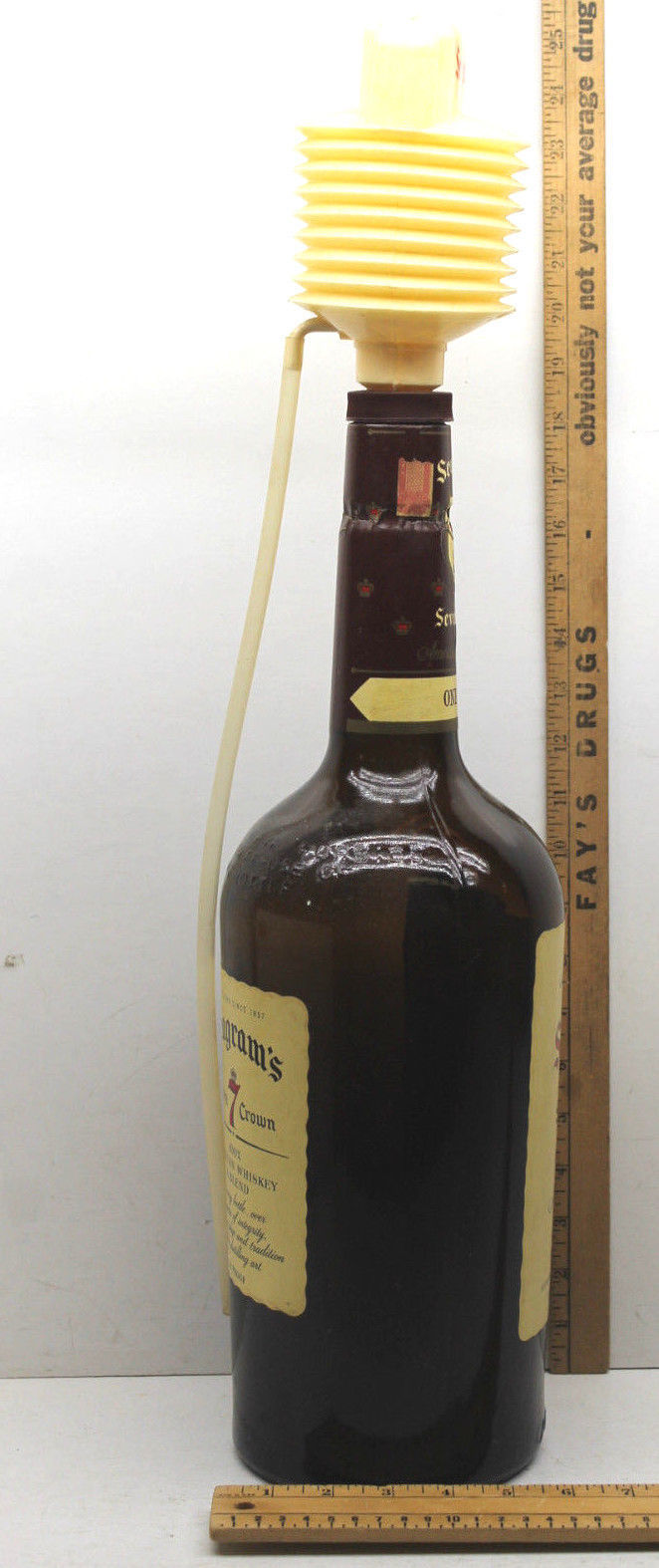 Seagrams 7 Seven Crown American Whiskey One Gallon Glass Bottle + Shot