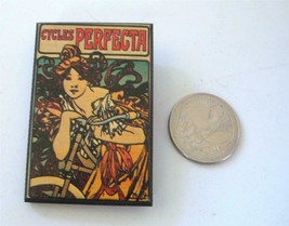 Vintage Mucha Image Brooch Pin Cycles Perfecta Bicycle Art Nouveau Lady ... - $19.79