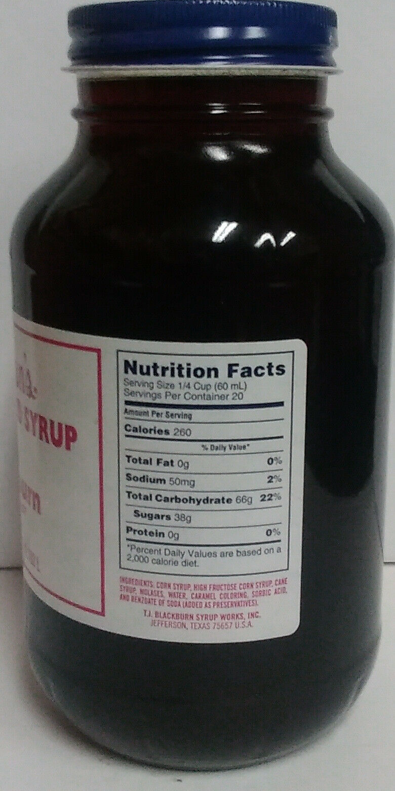 Blackburn's New Crop Brand Syrup One Quart 8 Ounce Glass Container Syrups