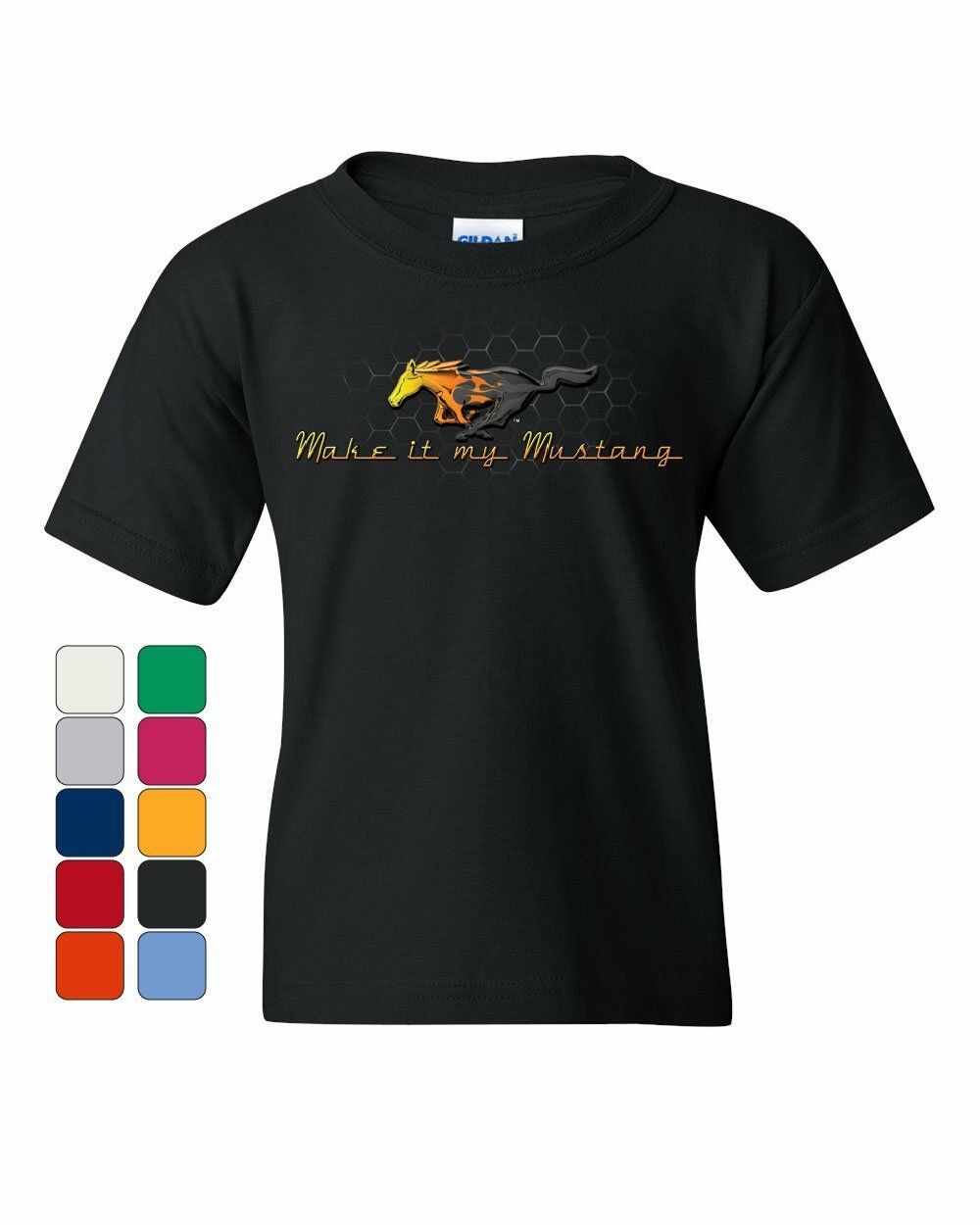 Make it My Mustang Youth T-Shirt Honeycomb American Classic Fire Horse Kids Tee