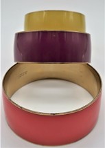 J Crew Enamel Over Metal Bangle Bracelets Yellow Purple Pink Mustard Plu... - $45.99
