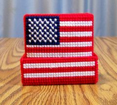 USA Flag Drink Coasters, Plastic Canvas, Handmade, Beer Coasters, Patrio... - $22.00